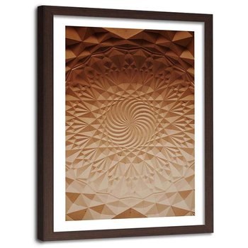 Plakat w ramie brązowej Feeby, Geometryczny ornament 21x30 cm - Feeby