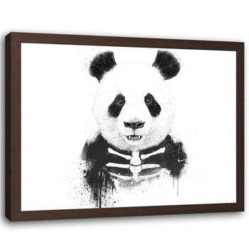 Plakat w ramie brązowej Feeby, Halloween panda szkielet 60x40 cm - Feeby