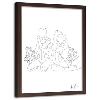 Plakat w ramie brązowej FEEBY Kobiety minimalizm, 40x60 cm - Feeby