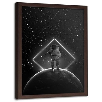 Plakat w ramie brązowej FEEBY Kosmiczny kolaż, 70x100 cm - Feeby