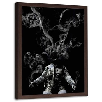 Plakat w ramie brązowej FEEBY Kosmiczny skafander i dym, 40x60 cm - Feeby