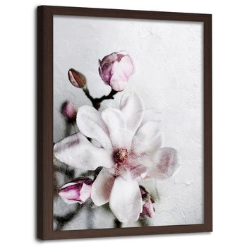 Plakat w ramie brązowej FEEBY Kwiat magnolii, 70x100 cm - Feeby