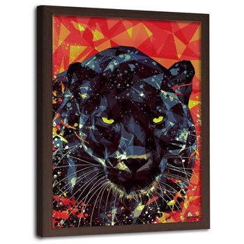 Plakat w ramie brązowej FEEBY Malowana pantera, 50x70 cm - Feeby