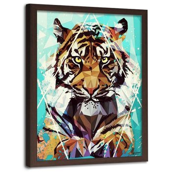 Plakat w ramie brązowej FEEBY Malowany tygrys, 50x70 cm - Feeby