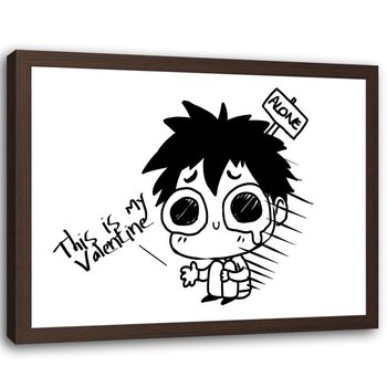 Plakat w ramie brązowej FEEBY Manga mały chłopiec, 60x40 cm - Feeby