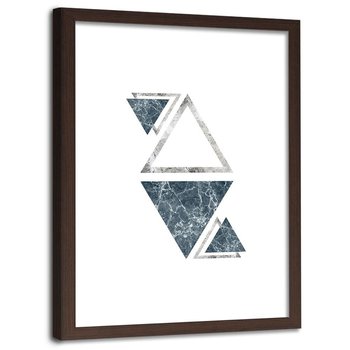 Plakat w ramie brązowej FEEBY Marmurowe trójkąty, abstrakcja, 60x90 cm - Feeby