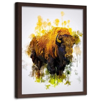 Plakat w ramie brązowej FEEBY Masywny bizon, 70x100 cm - Feeby