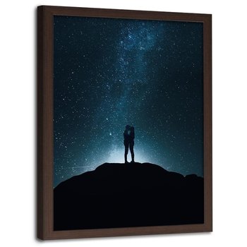 Plakat w ramie brązowej FEEBY Miłość w świetle gwiazd, 70x100 cm - Feeby