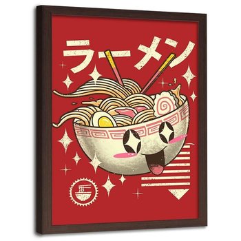 Plakat w ramie brązowej FEEBY Miska z zupą anime, 70x100 cm - Feeby