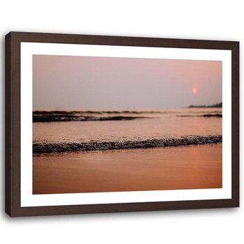 Plakat w ramie brązowej Feeby, Morze plaża zachód słońca 120x80 cm - Feeby