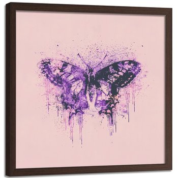 Plakat w ramie brązowej FEEBY Motyl, akwarela, 60x60 cm - Feeby