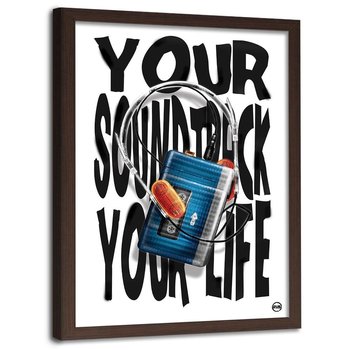 Plakat w ramie brązowej FEEBY Muzyka twoim życiem, 40x60 cm - Feeby