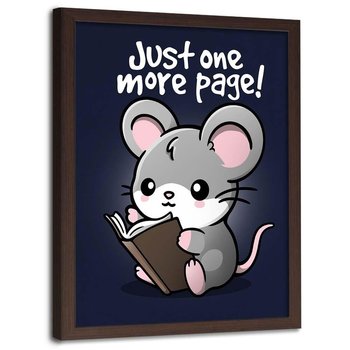 Plakat w ramie brązowej FEEBY Myszka z książką dla dzieci i młodzieży, 70x100 cm - Feeby