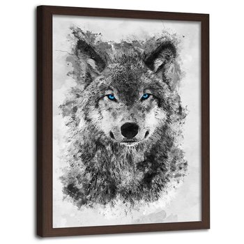 Plakat w ramie brązowej FEEBY Namalowany wilk, 70x100 cm - Feeby