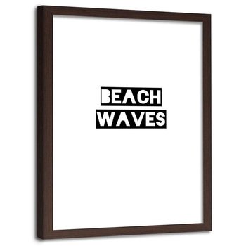 Plakat w ramie brązowej Feeby, Napis Beach Waves 60x90 cm - Feeby