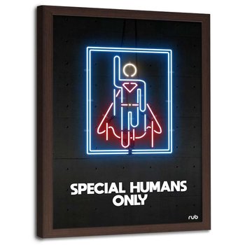 Plakat w ramie brązowej FEEBY Neony Superman, 70x100 cm - Feeby