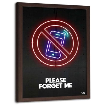 Plakat w ramie brązowej FEEBY Neony zakaz telefonów, 40x60 cm - Feeby