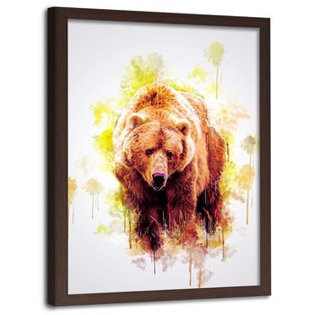 Plakat w ramie brązowej FEEBY Niedźwiedź, 50x70 cm - Feeby