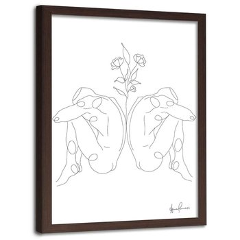 Plakat w ramie brązowej FEEBY Odbicie lustrzane minimalizm, 40x60 cm - Feeby