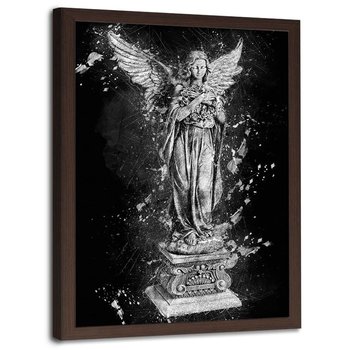 Plakat w ramie brązowej FEEBY Posąg anioła, 40x60 cm - Feeby