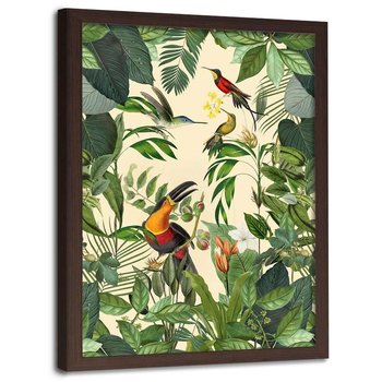 Plakat w ramie brązowej FEEBY Ptasi raj, 40x60 cm - Feeby