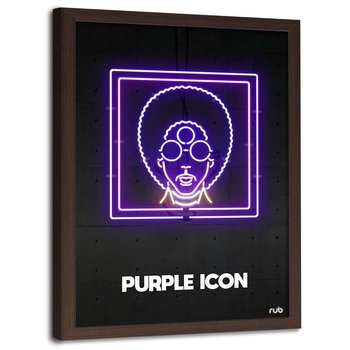 Plakat w ramie brązowej FEEBY Purpurowa ikona neon, 40x60 cm - Feeby