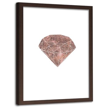 Plakat w ramie brązowej FEEBY Różowy diament, 60x90 cm - Feeby