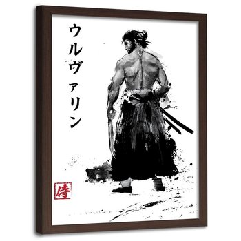 Plakat w ramie brązowej FEEBY Samuraj z pazurami, 40x60 cm - Feeby