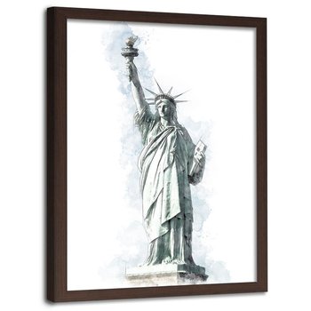 Plakat w ramie brązowej FEEBY Statua wolności, 70x100 cm - Feeby