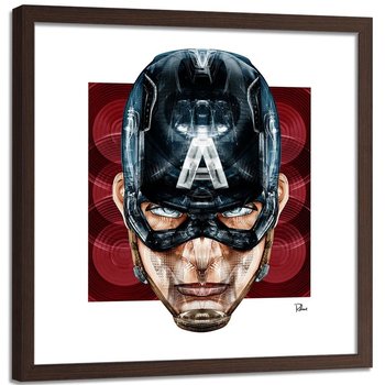Plakat w ramie brązowej FEEBY Superbohater ameryki, 60x60 cm - Feeby