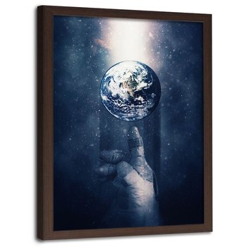 Plakat w ramie brązowej FEEBY Świat w zasięgu ręki, 50x70 cm - Feeby