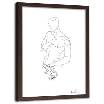 Plakat w ramie brązowej FEEBY Sylwetka mężczyzny, minimalizm, 40x60 cm - Feeby