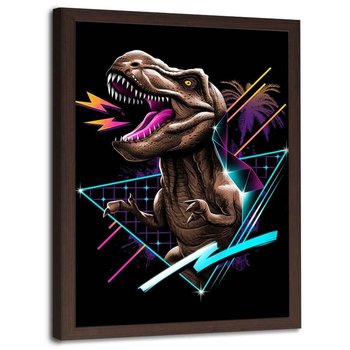 Plakat w ramie brązowej FEEBY T-rex anime, 50x70 cm - Feeby