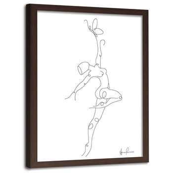 Plakat w ramie brązowej FEEBY Tancerka, minimalizm, 40x60 cm - Feeby