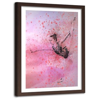 Plakat w ramie brązowej FEEBY Tańcząca baletnica abstrakcja, 80x120 cm - Feeby