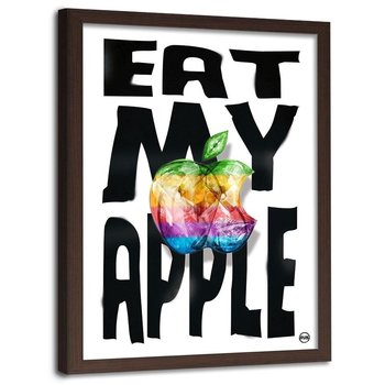Plakat w ramie brązowej FEEBY Tęczowe jabłko, 70x100 cm - Feeby