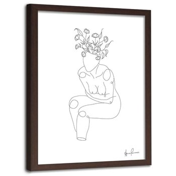 Plakat w ramie brązowej FEEBY Twórcze myślenie, minimalizm, 40x60 cm - Feeby