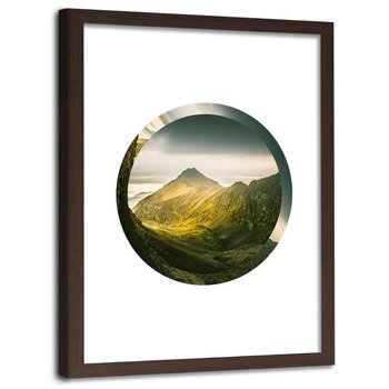 Plakat w ramie brązowej FEEBY Widok na góry, 40x60 cm - Feeby