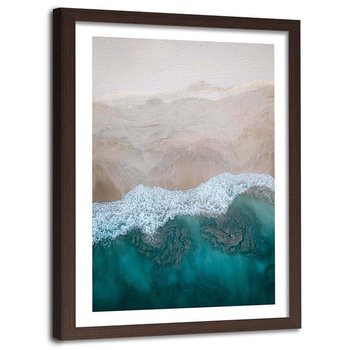 Plakat w ramie brązowej Feeby, Widok z lotu ptaka plaża morze 40x60 cm - Feeby