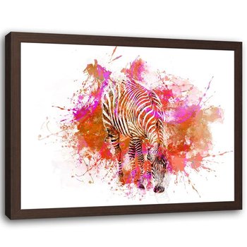 Plakat w ramie brązowej FEEBY Zebra, abstrakcja, 60x40 cm - Feeby
