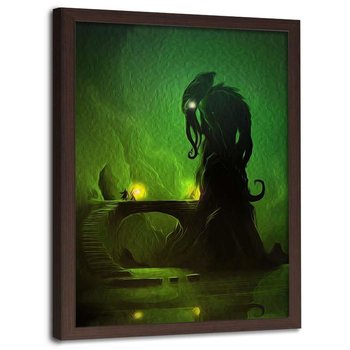 Plakat w ramie brązowej FEEBY Zielony demon, 40x60 cm - Feeby