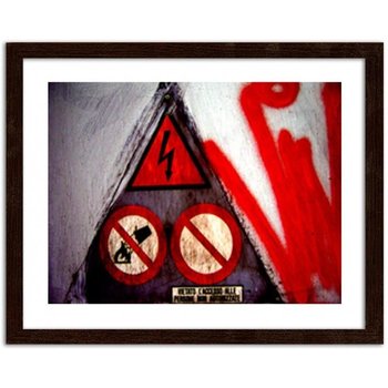 Plakat w ramie brązowej FEEBY, Znak zakazu, 90x60 cm - Feeby