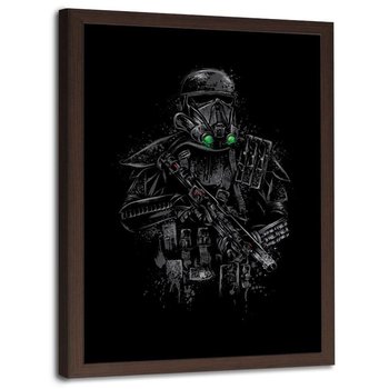 Plakat w ramie brązowej FEEBY Żołnierz w czarnym pancerzu, 70x100 cm - Feeby