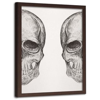Plakat w ramie brązowej, Ludzka czaszka - 70x100 - Feeby