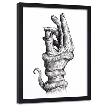 Plakat w ramie czarnej, Dłoń z wężem - 50x70 - Feeby
