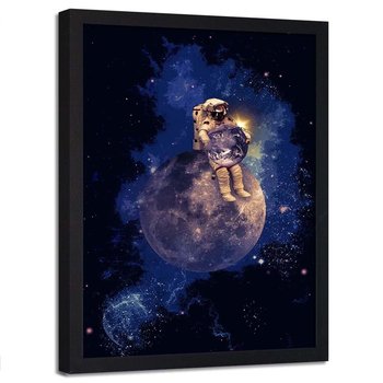 Plakat w ramie czarnej FEEBY Abstrakcja astronauta, 70x100 cm - Feeby