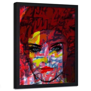 Plakat w ramie czarnej FEEBY Abstrakcja kobieta portret, 40x60 cm - Feeby