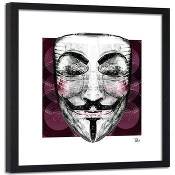 Plakat w ramie czarnej FEEBY Anonymous maska, 80x80 cm - Feeby