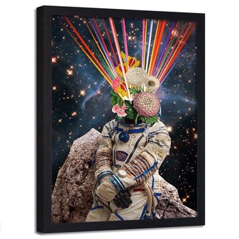 Plakat w ramie czarnej FEEBY Astronauta kolaż, 40x60 cm - Feeby