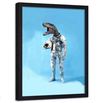 Plakat w ramie czarnej FEEBY Astronauta z głową dinozaura, 40x60 cm - Feeby